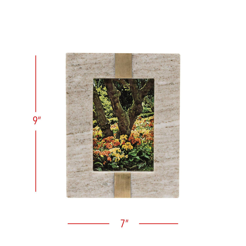 Soren Marble Picture Frame Brass Inlay in Beige- 2 sizes available.