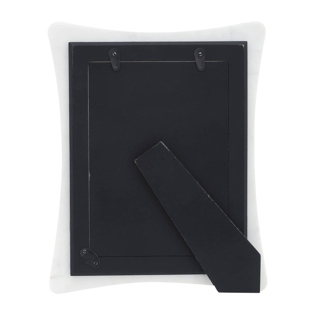 Picture Frame - White Stone Marble Rectangle Curved, 5x7 in.