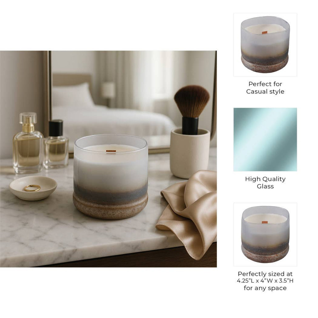Decorative Candle - Multi Glass Frosted in Lakeside Rain, 12 Oz