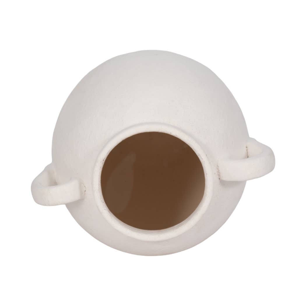 White 10 in. Ceramic Textured Jug with Handles