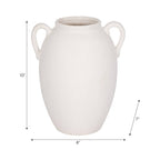 White 10 in. Ceramic Textured Jug with Handles