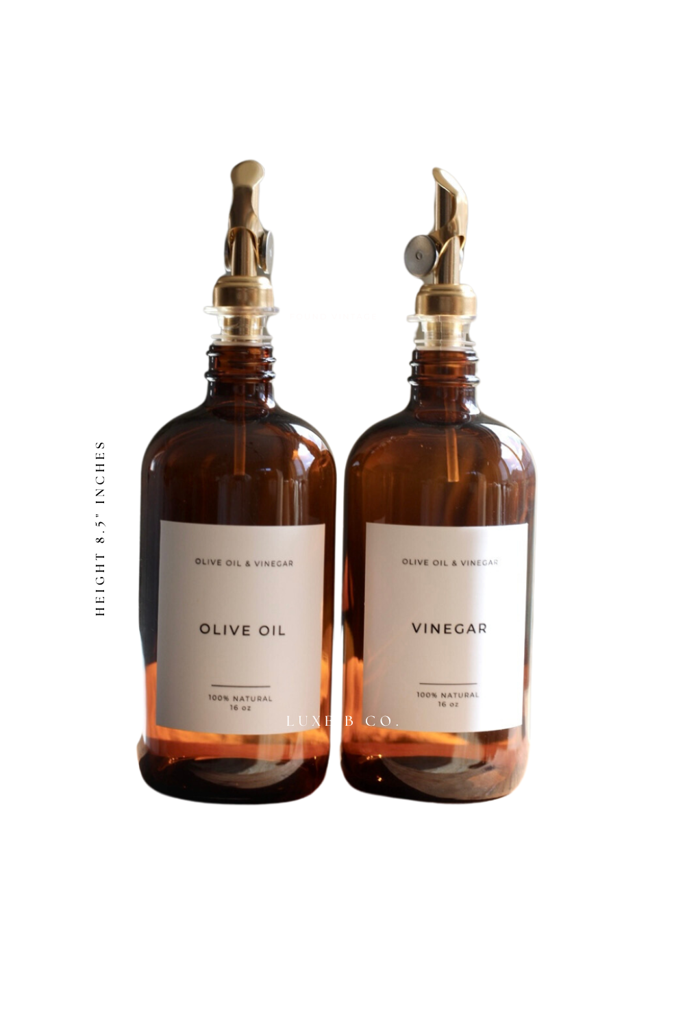 Glass Dispenser — Amber Olive Oil & Vinegar Refillable Bottles