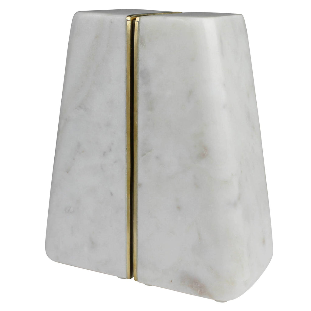 Cara Marble Bookend Pair with Brass Edges