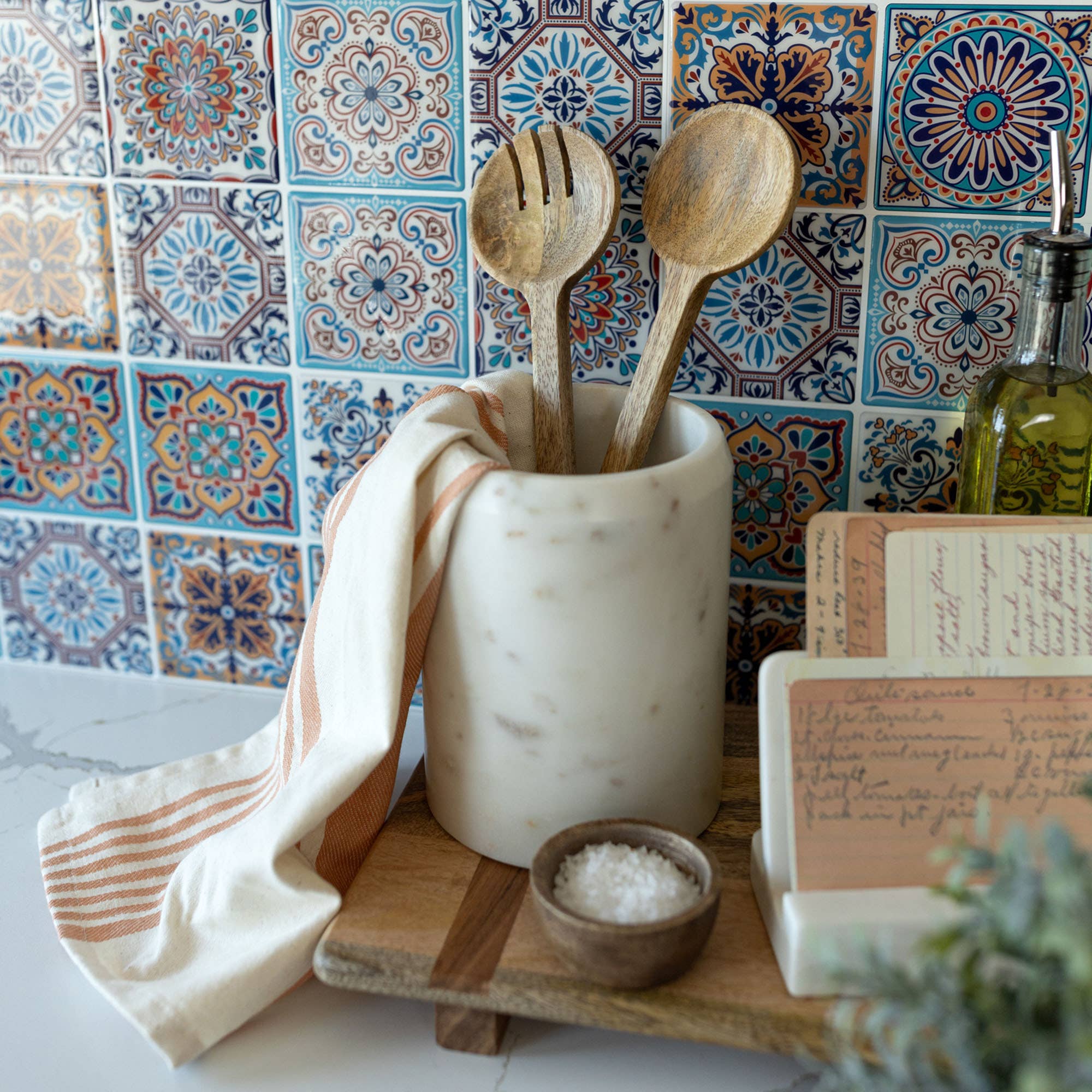 Kendal White Marble Utensil Crock