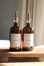 Glass Dispenser — Amber Olive Oil & Vinegar Refillable Bottles