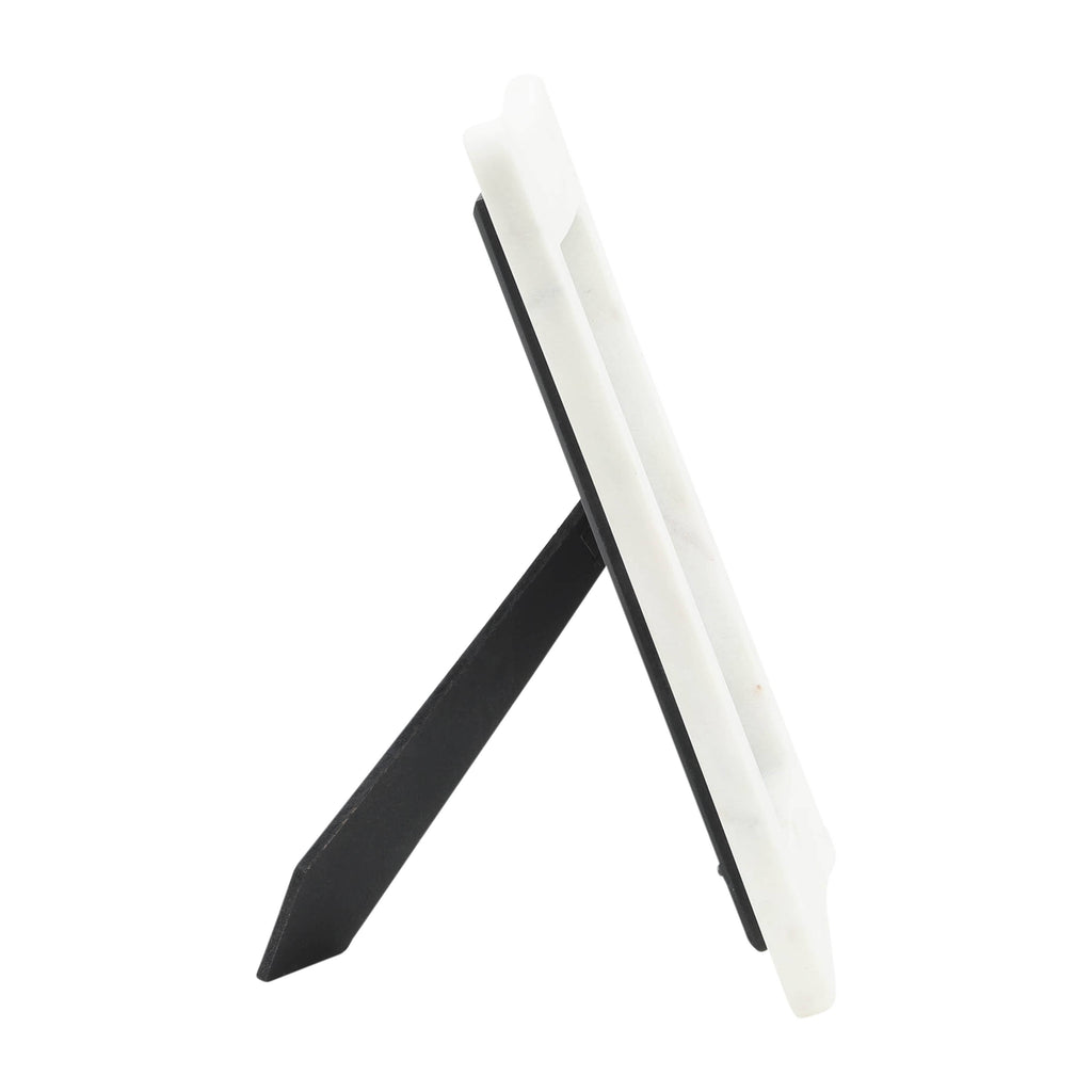 Picture Frame - White Stone Marble Rectangle Curved, 5x7 in.