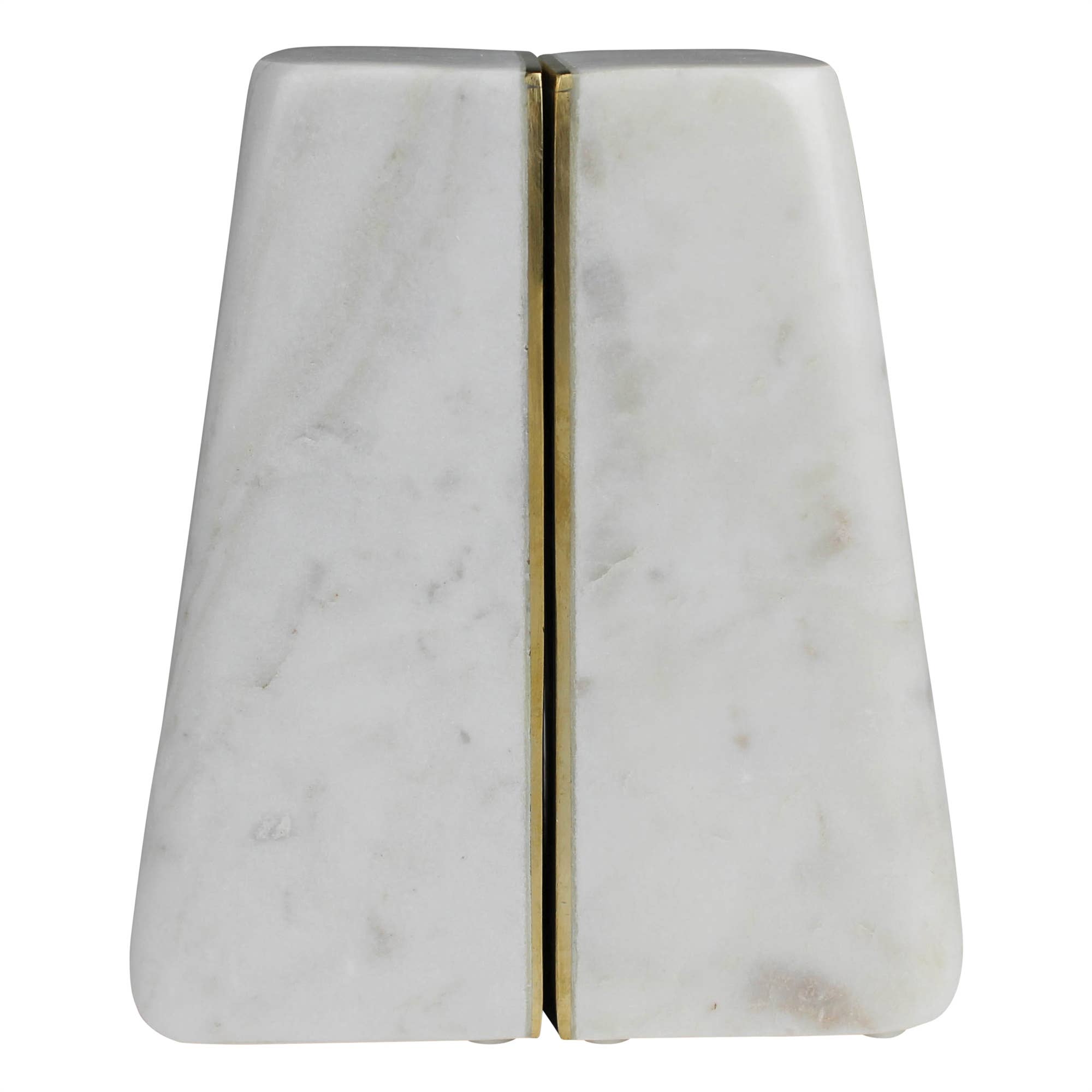 Cara Marble Bookend Pair with Brass Edges