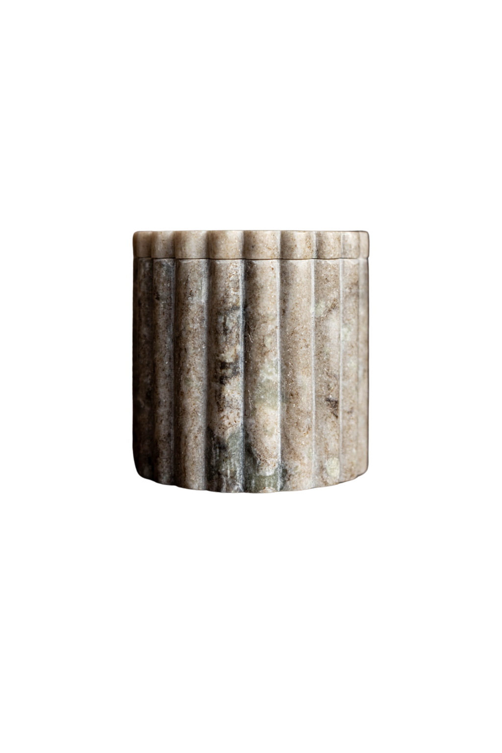 Beige Gray Marble Fluted Jar