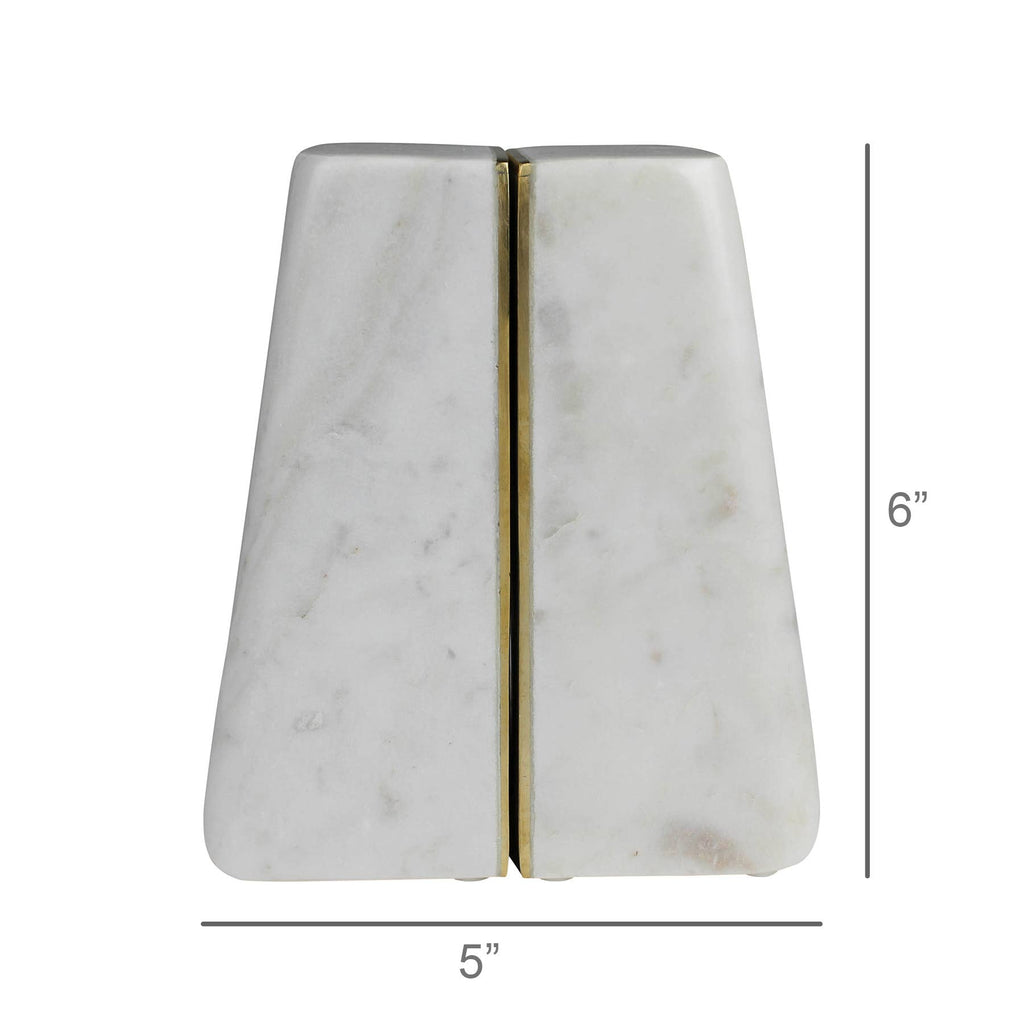 Cara Marble Bookend Pair with Brass Edges