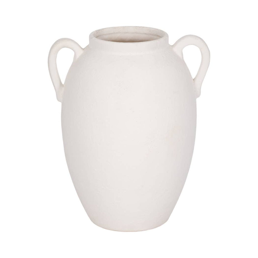 White 10 in. Ceramic Textured Jug with Handles