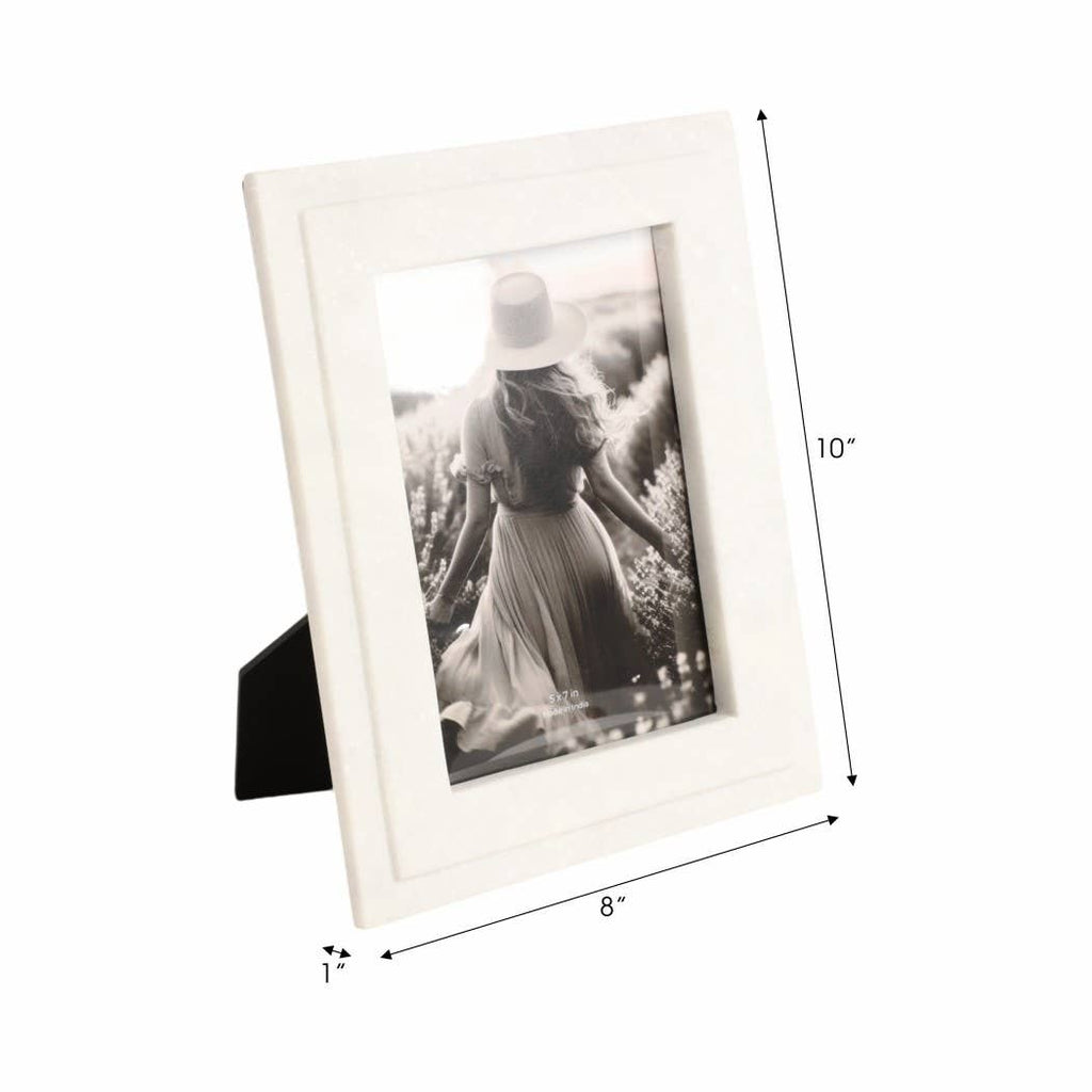 Picture Frame White 5x7 in. Rectangular Marble Border