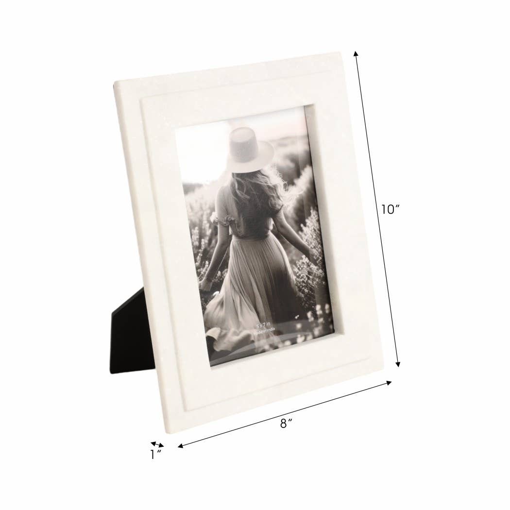 Picture Frame White 5x7 in. Rectangular Marble Border