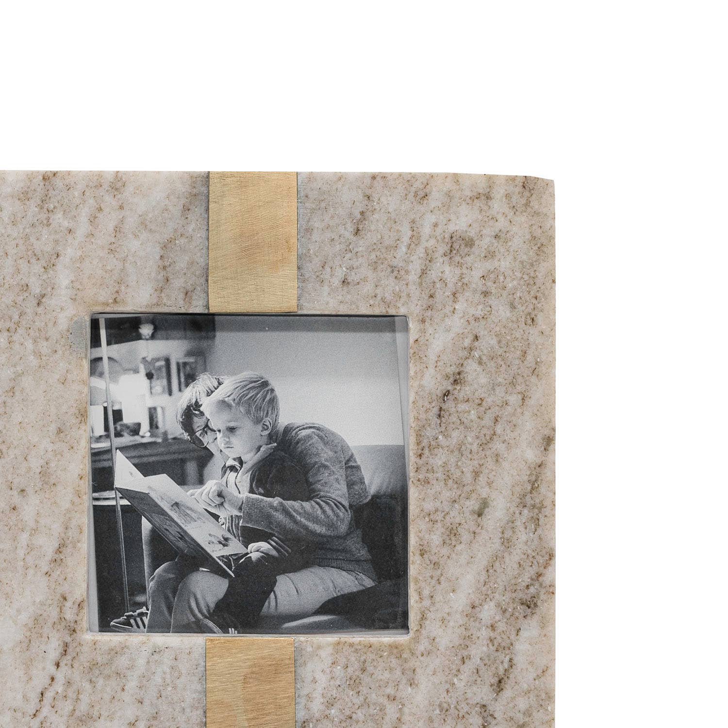 Soren Marble Picture Frame Brass Inlay in Beige- 2 sizes available.