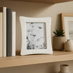 Picture Frame - White Stone Marble Rectangle Curved, 5x7 in.