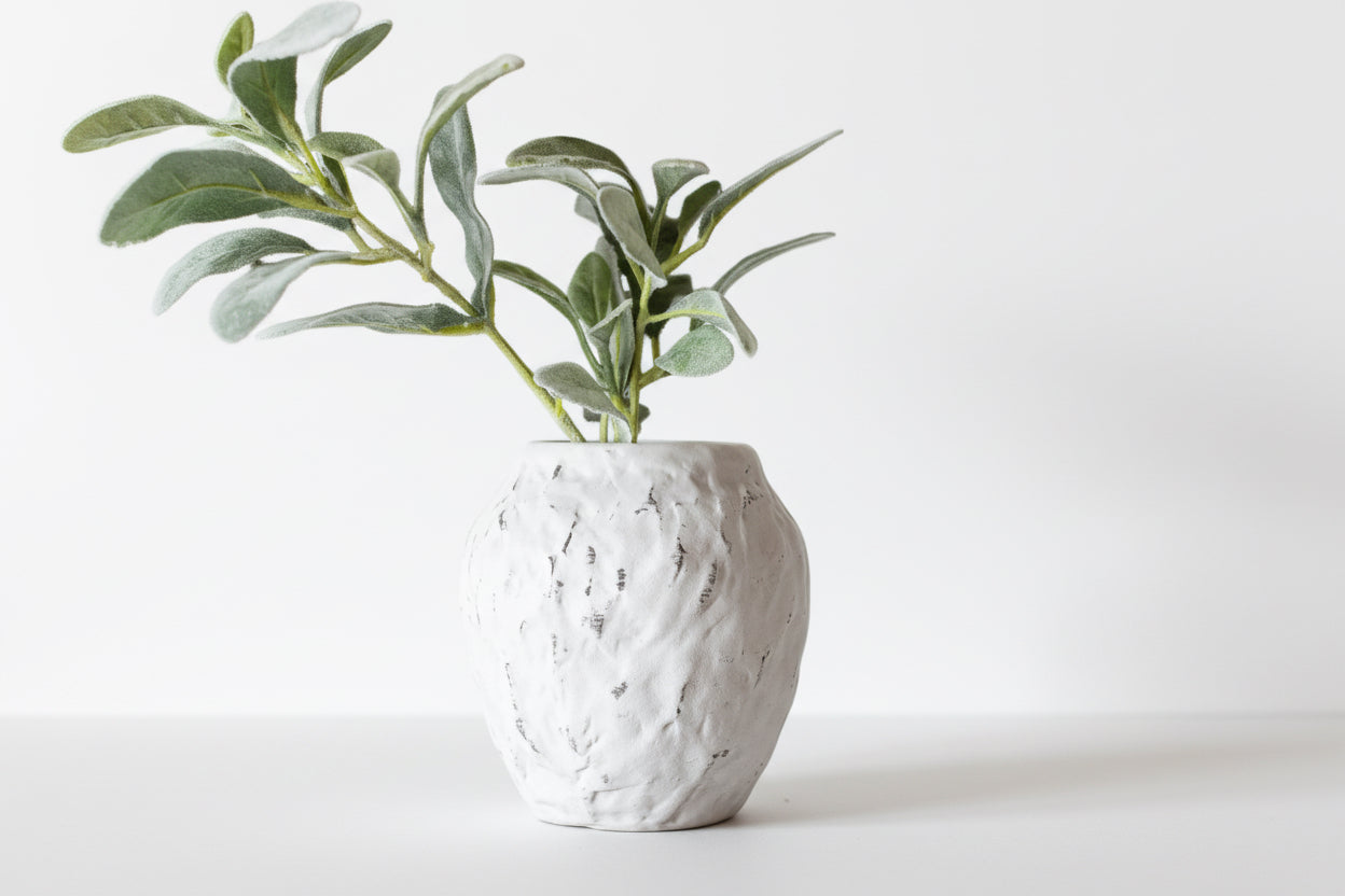 Ambrosine Distressed Ceramic Vase White