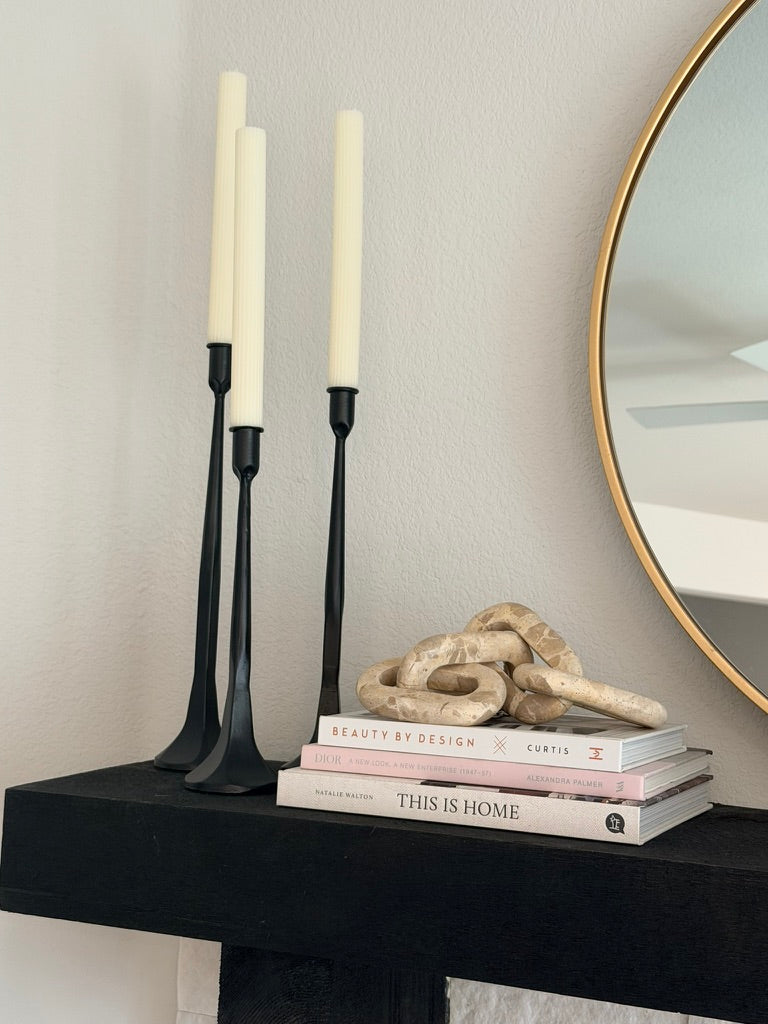 Ivory/Beige 14x3 in. Marble 4-Link Chain Sculpture