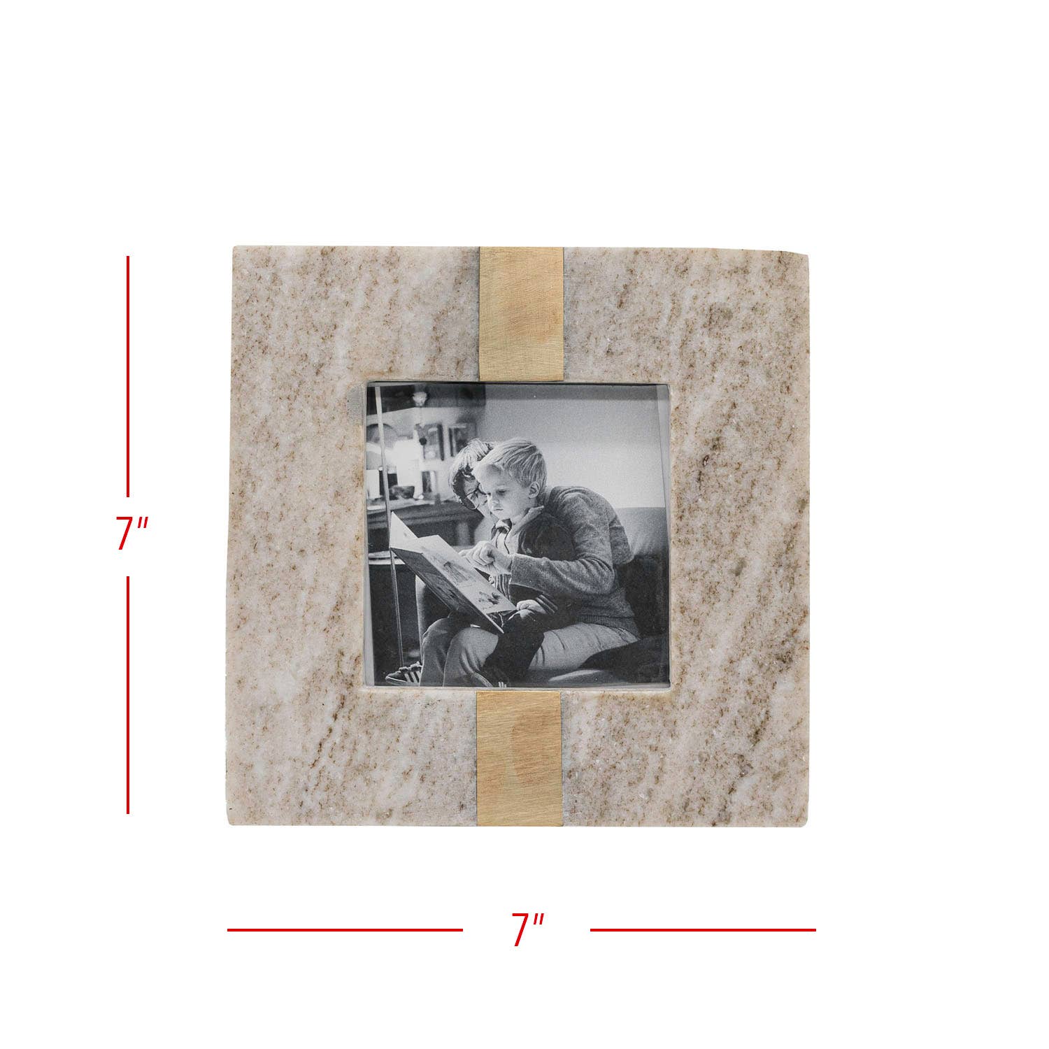 Soren Marble Picture Frame Brass Inlay in Beige- 2 sizes available.
