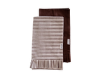 Brown & White Stripes Ruffle Kitchen Dish Towel — Set of 2