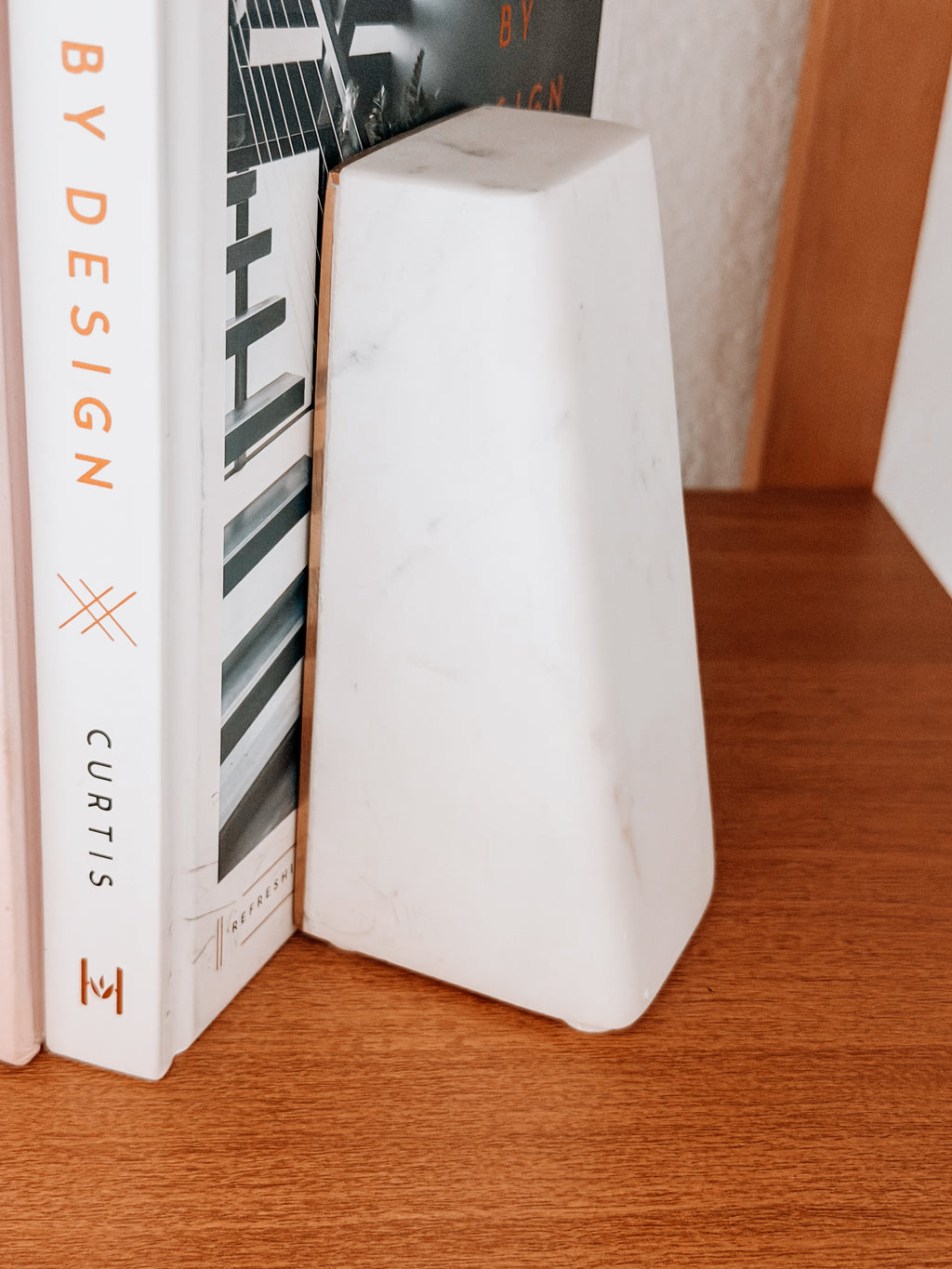 Cara Marble Bookend Pair with Brass Edges