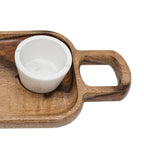 Silas Sheesham Wood Serving Tray White Marble Bowl Set 2
