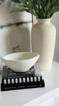 Artisanal Terracotta bowl in white, 10 in.