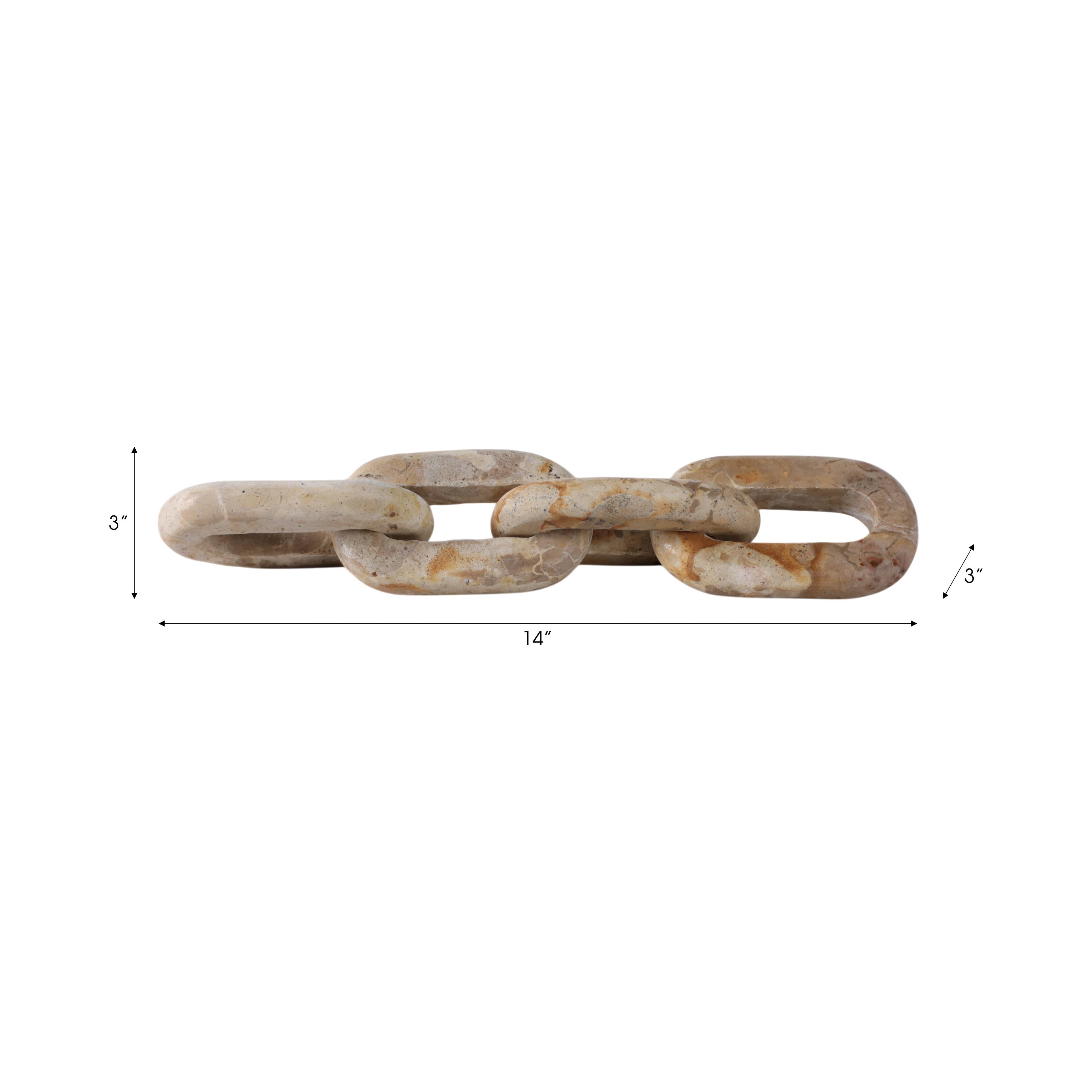 Ivory/Beige 14x3 in. Marble Novelty 4-Link Chain Sculpture