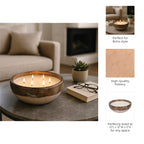 Decorative Candle - Gray/Gold Terracotta Pine Bowl, 57 Oz