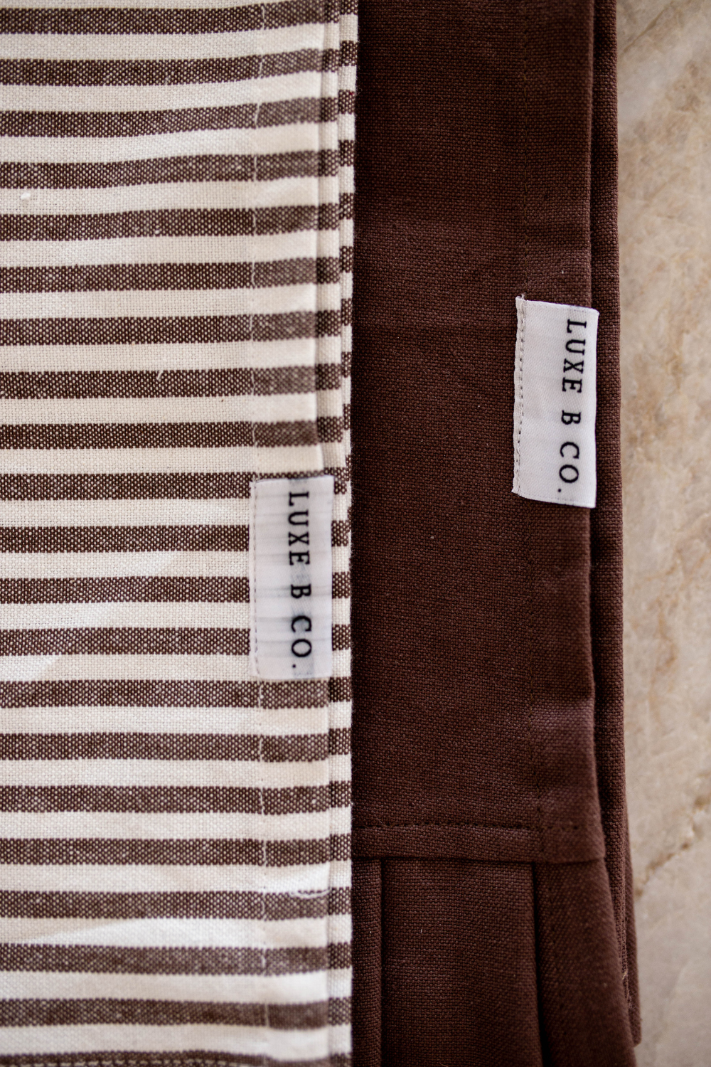 Brown & White Stripes Ruffle Kitchen Dish Towel — Set of 2