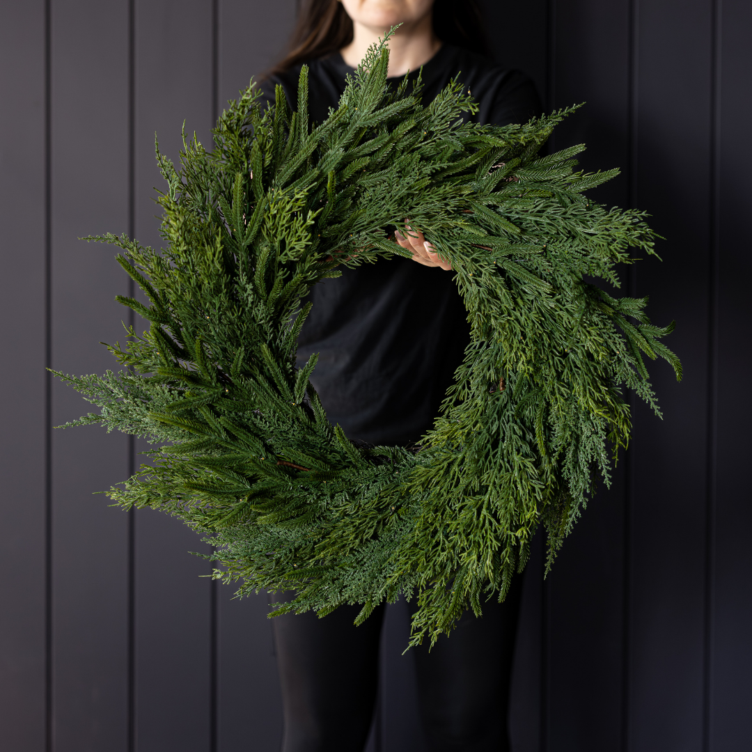 Norfolk & Cypress Mixed Real Touch Wreath - 24"