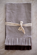 Brown & White Stripes Ruffle Kitchen Dish Towel — Set of 2