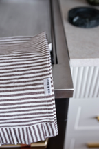 Brown & White Stripes Ruffle Kitchen Dish Towel — Set of 2