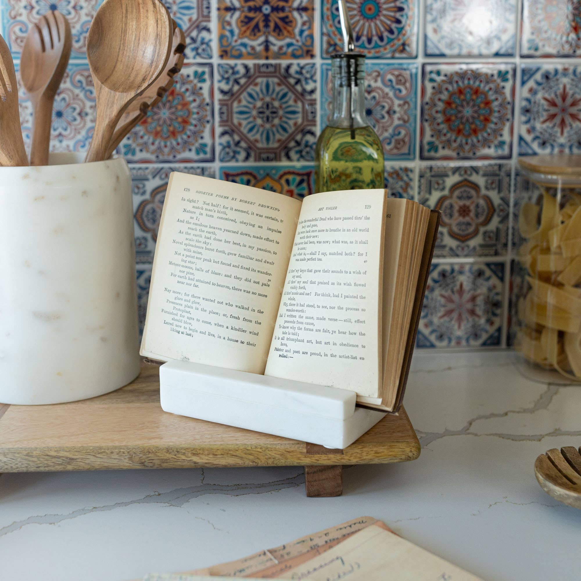 Kendal White Marble Cook Book Holder